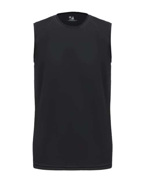 Badger Youth B-Core Sleeveless T-Shirt in Black, front view