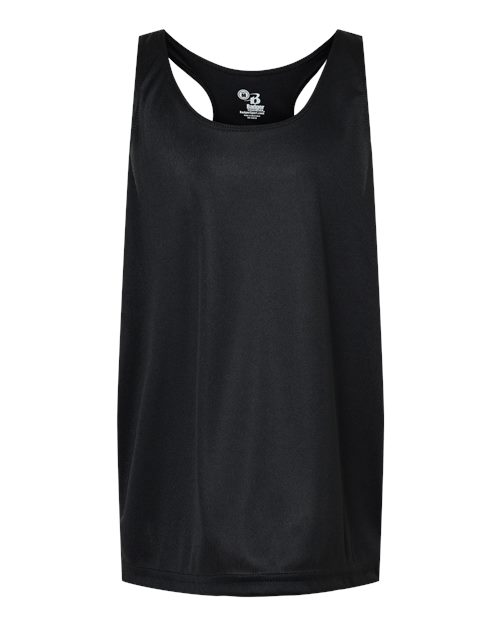 Badger Girls’ B-Core Racerback Tank Top in Black, front view