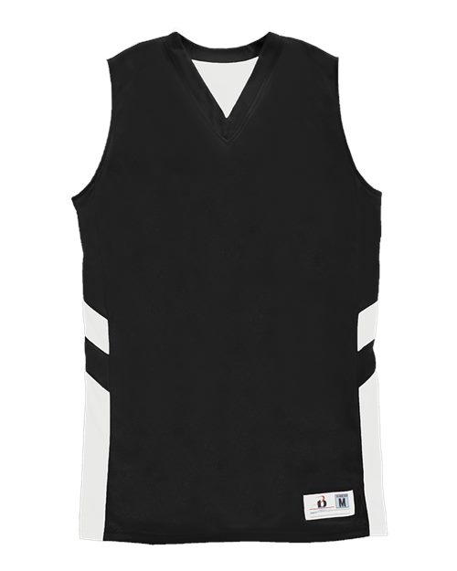 Alleson Athletic Women's B-Pivot Reversible Tank Top in Black/White