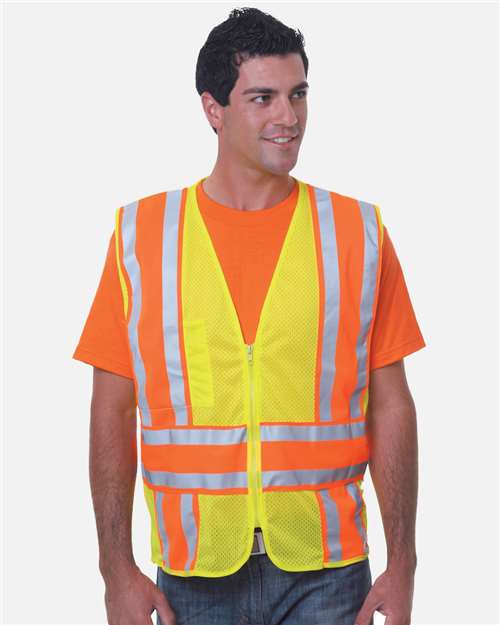 Bayside Unisex USA-Made ANSI Safety Mesh Vest in Lime Green