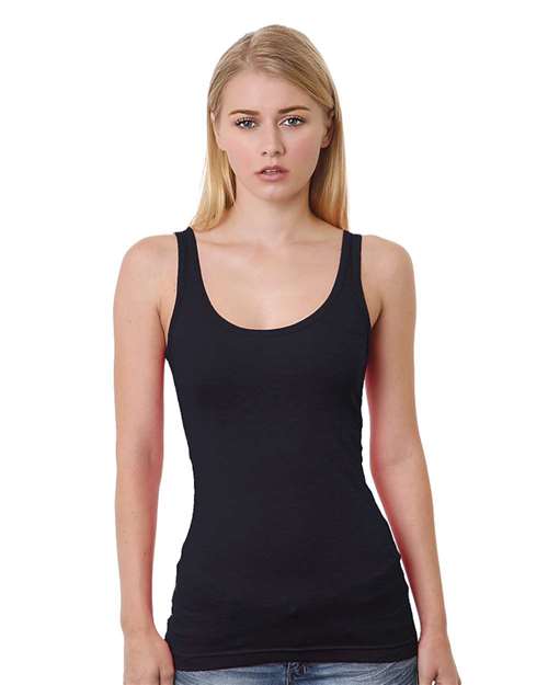 Bayside Women's USA-Made Tank Top in Black, front view