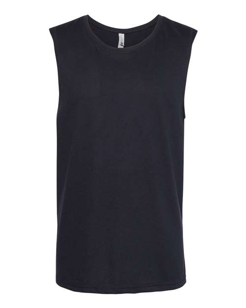 Next Level Unisex Lightweight Cotton/Poly Muscle Tank in Black, front view