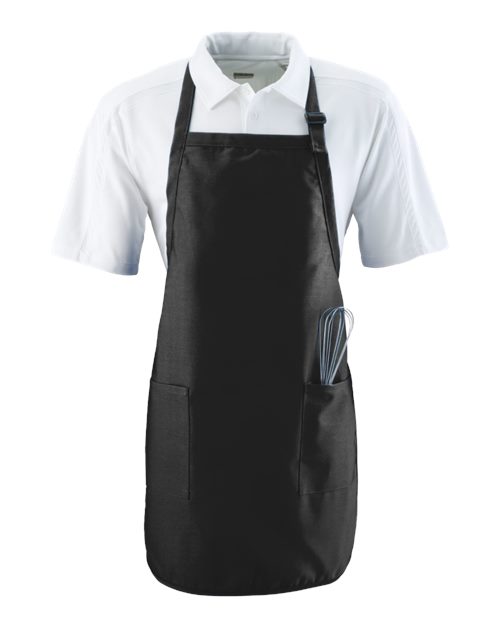Augusta Sportswear Full Length Apron with Pockets in Black, front view