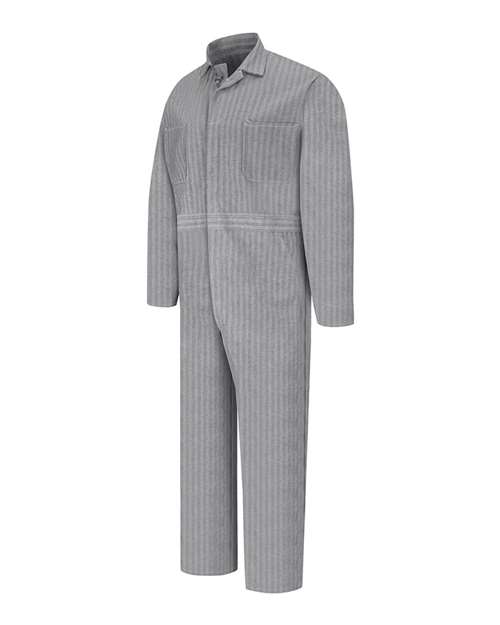 Red Kap Men's Button-Front Cotton Coverall in Fisher Herringbone, front view