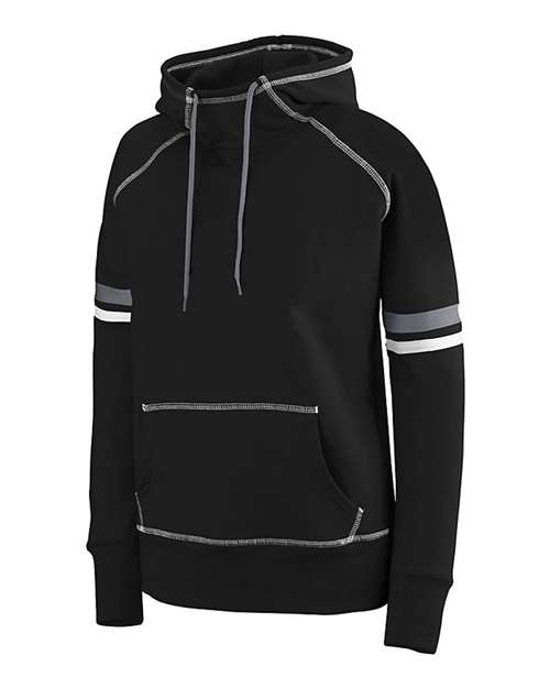 Augusta Sportswear Women's Spry Hooded Sweatshirt in Black/White/Carbon