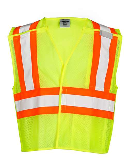 Kishigo Unisex Contrasting Mesh Breakaway Vest in Lime, front view