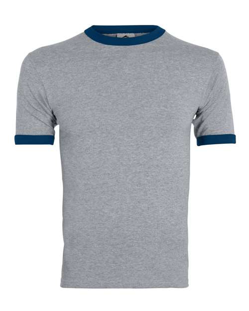 Augusta Sportswear Youth Ringer T-Shirt in Athletic Heather/Navy, front view