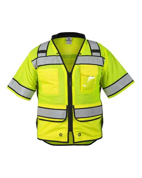 Kishigo Unisex High Performance Surveyors Vest in Lime, front view