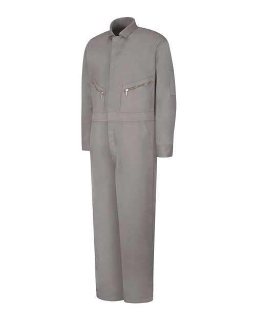 Red Kap Men's Zip-Front Cotton Coverall in Grey, front view