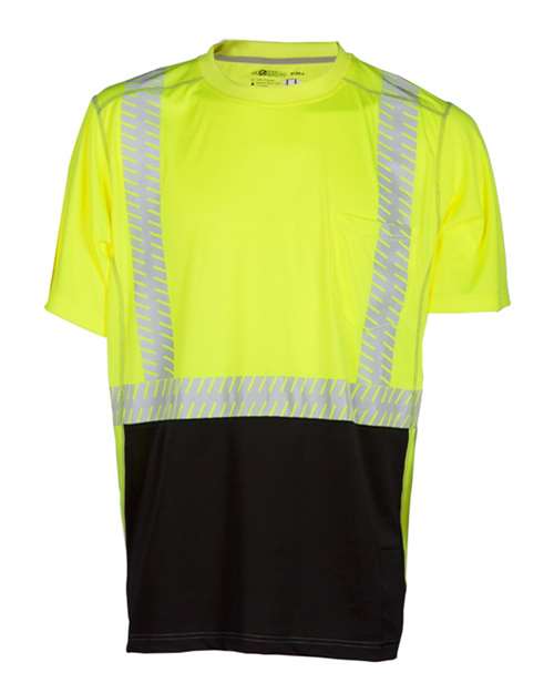 Kishigo Unisex Premium Brilliant Series® High Performance Class 2 T-Shirt in Lime, front view