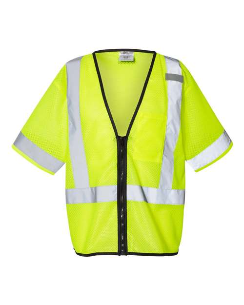Kishigo Unisex Economy Single Pocket Zipper Vest in Lime, front view