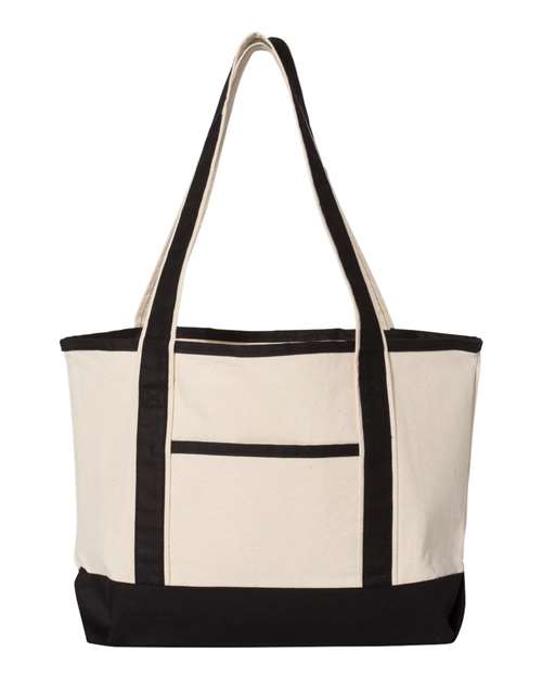 Q-Tees 20L Small Deluxe Tote in Natural/Black, front view