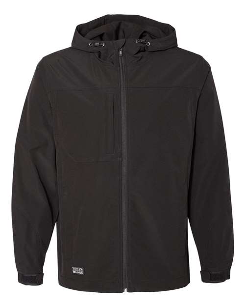 DRI DUCK Men's Apex Soft Shell Hooded Jacket in Black, front view