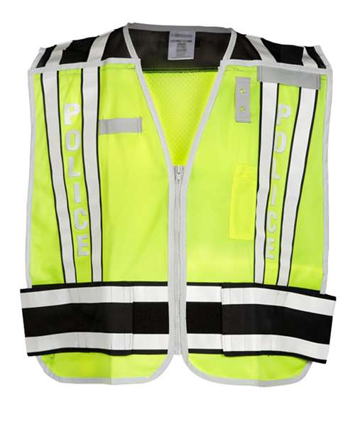 Kishigo Unisex Police Vest in Lime/Black, front view