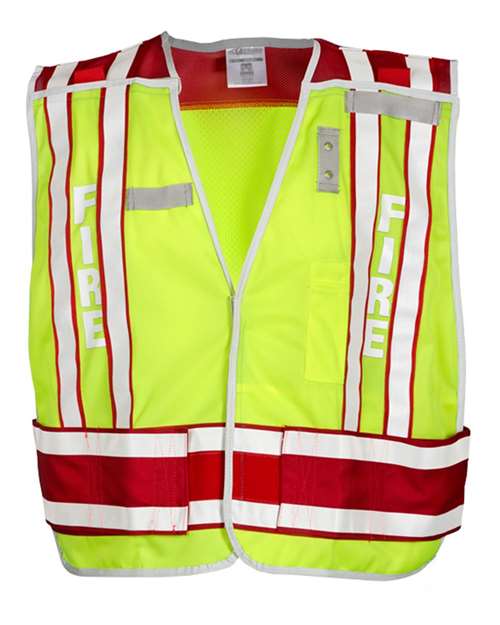 Kishigo Unisex Fire Vest in Lime/Red, front view