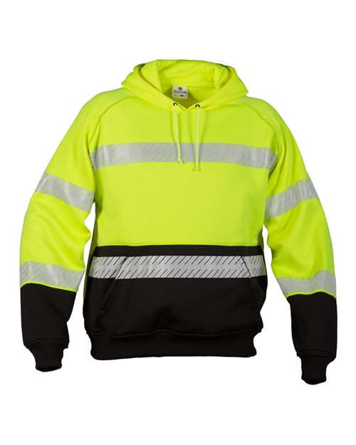 Kishigo Unisex Premium Black Series® Pull Over Hooded Sweatshirt in Lime, front view