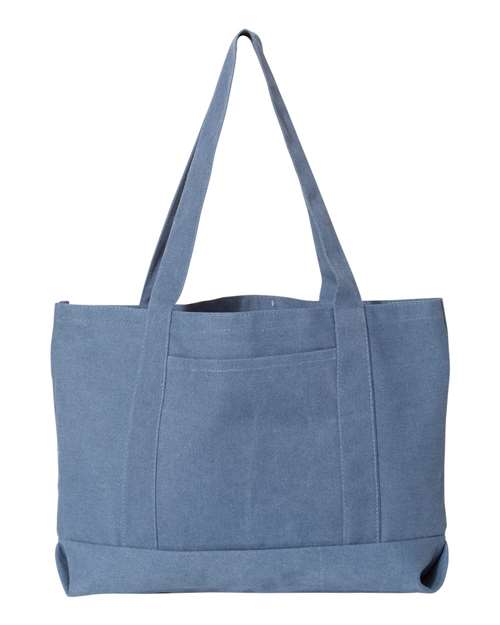 Liberty Bags Seaside Cotton Pigment Dyed Resort Tote in Blue Jean, front view