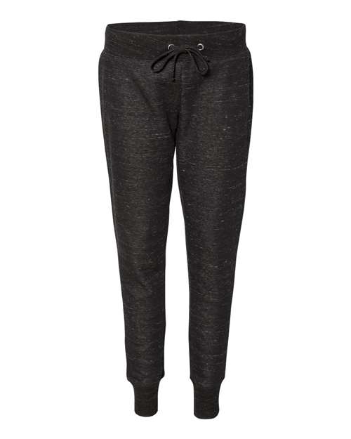J. America Women’s Mélange Fleece Joggers in Black, front view