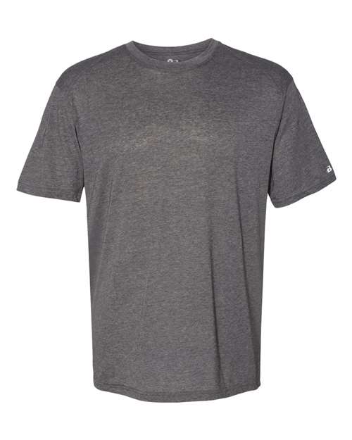 Badger Men's Triblend Performance T-Shirt in Black Heather, front view