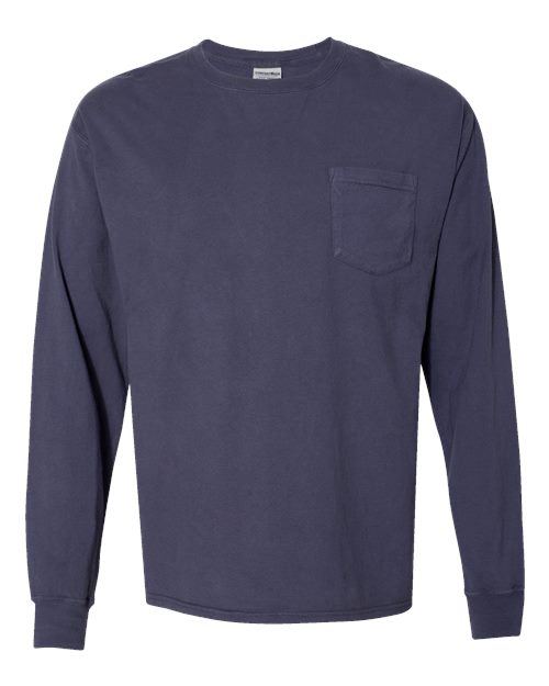 ComfortWash by Hanes Unisex Garment-Dyed Long Sleeve T-Shirt With a Pocket in Anchor Slate