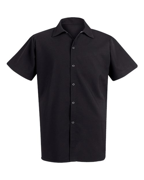 Chef Designs 100% Spun Polyester Cook Shirt in Black, front view