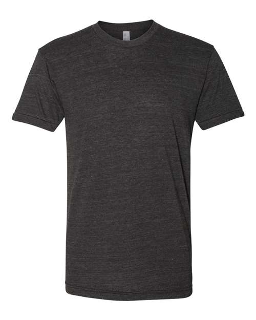 American Apparel Unisex USA-Made Triblend Track Tee in Tri-Black, front view