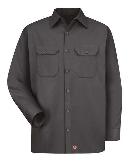 Red Kap Men's Tall Utility Long Sleeve Work Shirt in Charcoal, front view