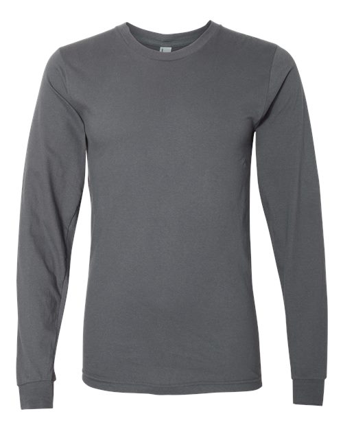 American Apparel Unisex Fine Jersey Long Sleeve Tee in Asphalt, front view