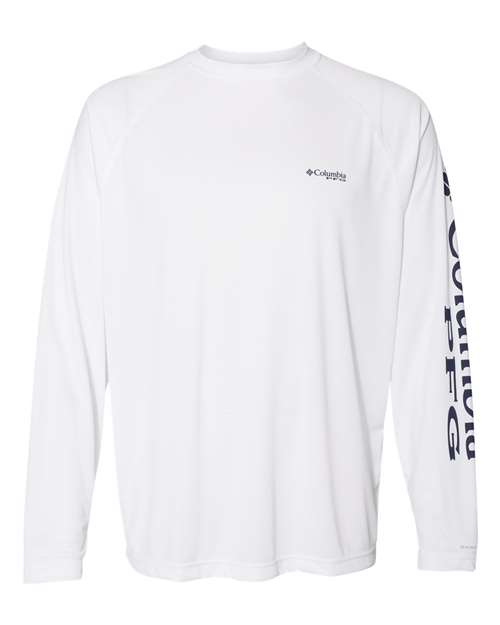 Columbia Men's PFG Terminal Tackle™ Long Sleeve T-Shirt in White/Nightshade, front view