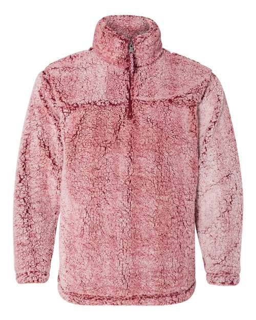 Boxercraft Unisex Sherpa Fleece Quarter-Zip Pullover in Frosty Garnet, front view