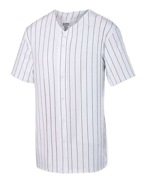 Augusta Sportswear Unisex Pinstripe Full Button Baseball Jersey in White/Black