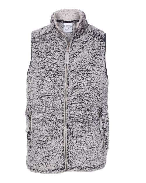 J. America Women’s Epic Sherpa Full-Zip Vest in Black Heather, front view