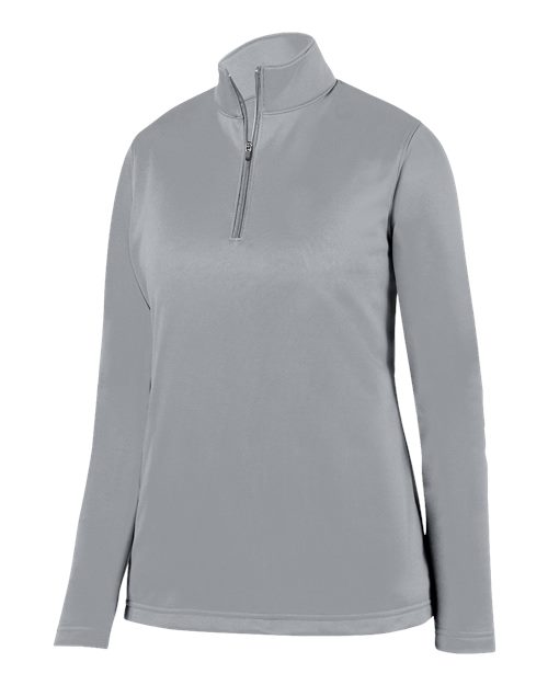 Augusta Sportswear Women's Wicking Fleece Quarter-Zip Pullover in Athletic Grey, front view