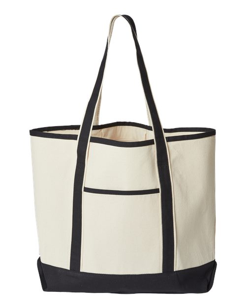 OAD Promotional Heavyweight Large Beach Tote in Natural/Black, front view
