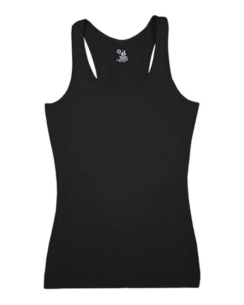 Badger Women's Pro-Compression Racerback in Black, front view