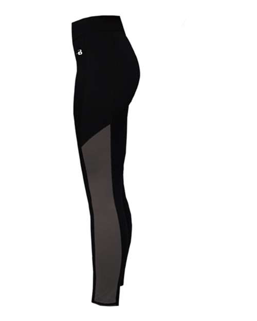 Badger Women's Panel Tights in Black/Graphite, side view