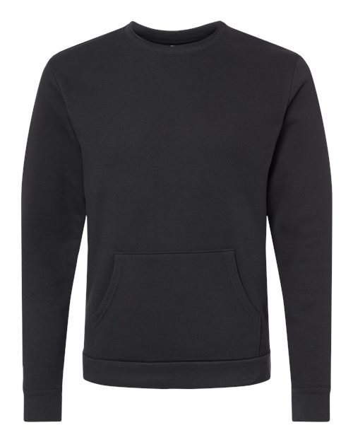 Next Level Unisex Santa Barbara Pocket Crewneck Sweatshirt in Black