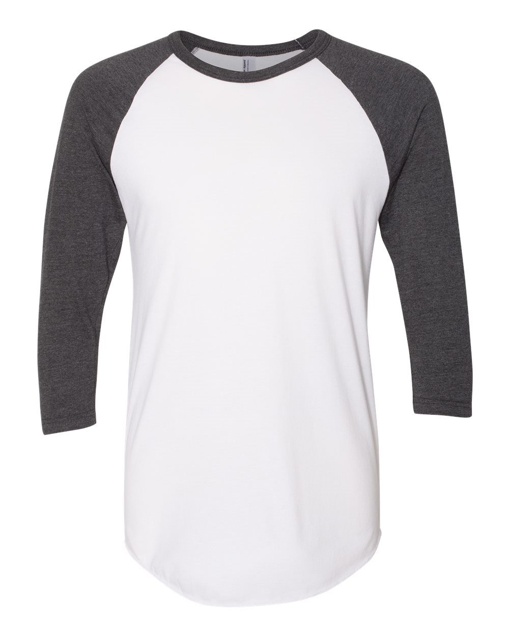 American Apparel Unisex USA-Made 50/50 Poly/Cotton Raglan Three-Quarter Sleeve Tee
