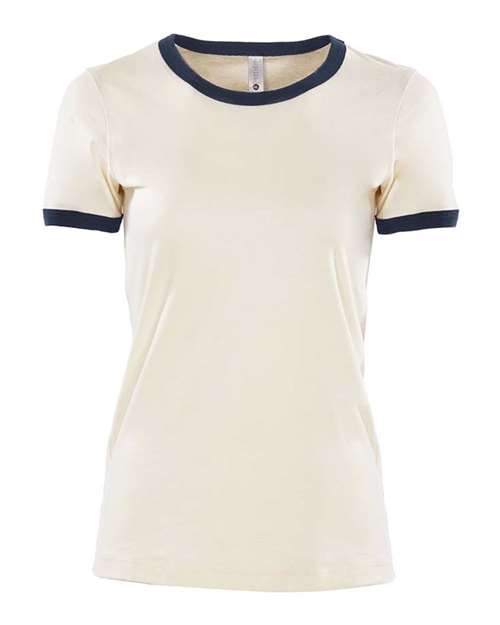 Next Level Women's Ringer Tee in Natural/Midnight Navy