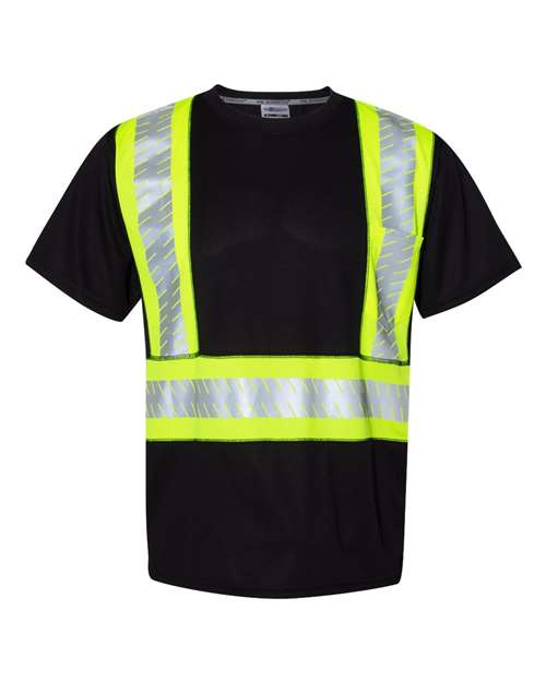 Kishigo Unisex EV Series® Enhanced Visibility Contrast Pocket T-Shirt in Black/Lime - B200