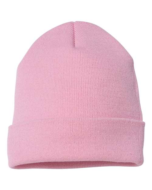 YP Classics Cuffed Beanie in Baby Pink, front view