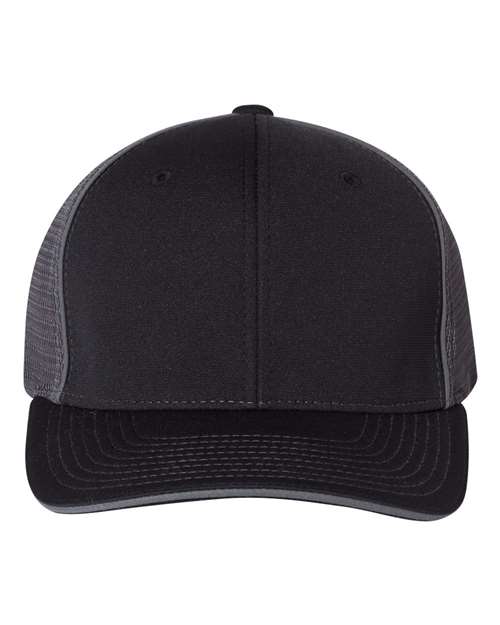 Richardson Pulse Sportmesh R-Flex Cap in Black/Charcoal Split, front view