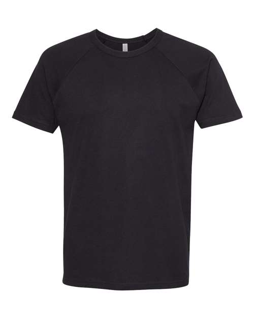 Next Level Unisex Cotton Raglan T-Shirt in Black/Black, front view