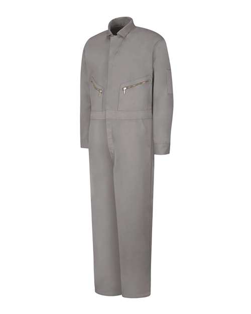 Red Kap Men's Tall Zip-Front Cotton Coverall in Grey, front view