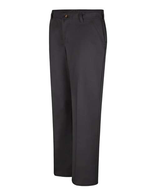 Red Kap Women's Plain Front Cotton Pants in Black - Unhemmed