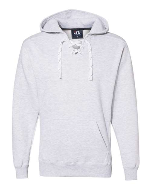 J. America Men's Sport Lace Hooded Sweatshirt in Ash Heather, front view
