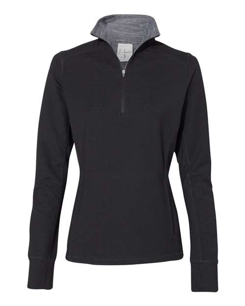 J. America Women’s Omega Stretch Quarter-Zip Pullover in Black Triblend