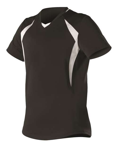 Alleson Athletic Women's Short Sleeve Fastpitch Jersey in Black/White