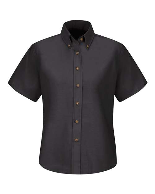 Red Kap Women's Poplin Dress Shirt in Black, front view