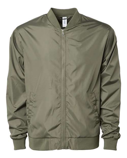 Independent Trading Co. Unisex Lightweight Bomber Jacket in Army